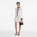 White Pointelle Knit Contrast Mini Dress