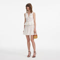 White Pointelle Knit Mini Dress