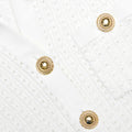 White Pointelle Peplum Knit Mini Dress