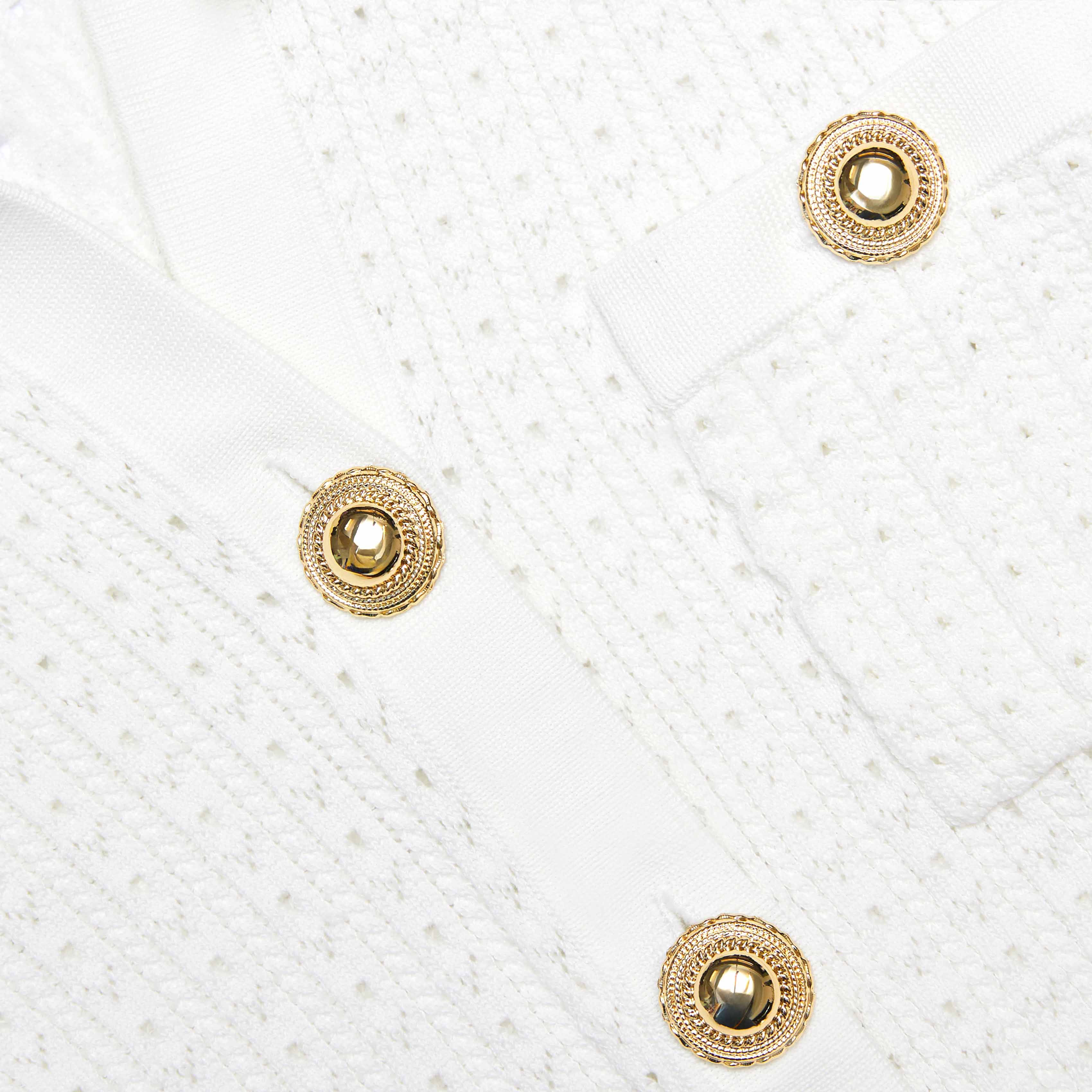 White Pointelle Knit Mini Dress