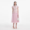 Pink Boucle Midi Dress
