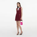 Burgundy Crepe Lace Collar Mini Dress