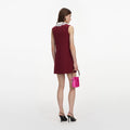 Burgundy Crepe Lace Collar Mini Dress