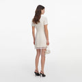 Cream Boucle Lace Trim Mini Dress