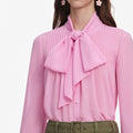 Pink Georgette Feather Cuff Blouse