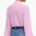Pink Georgette Feather Cuff Blouse