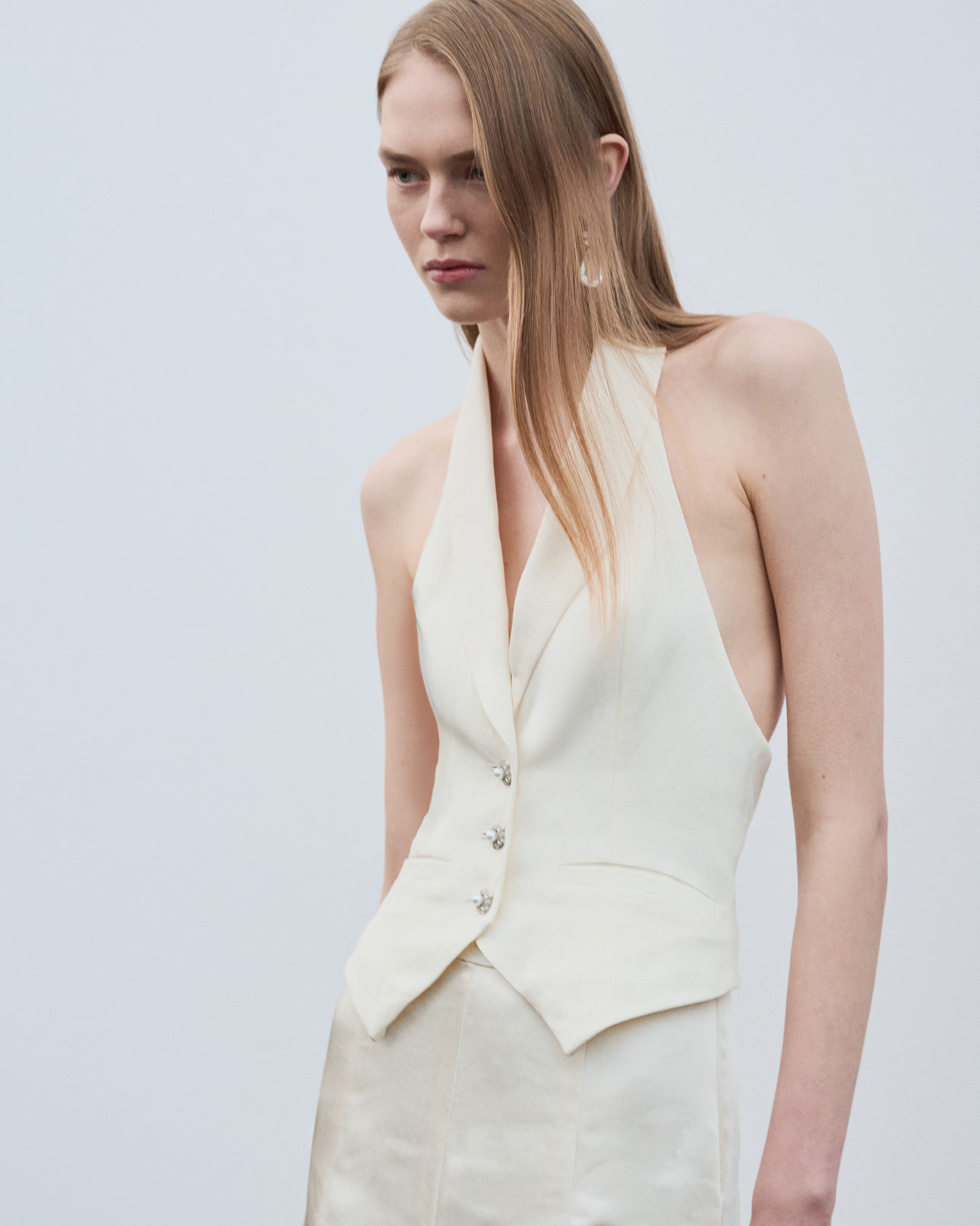 Cream Linen Blend Waistcoat