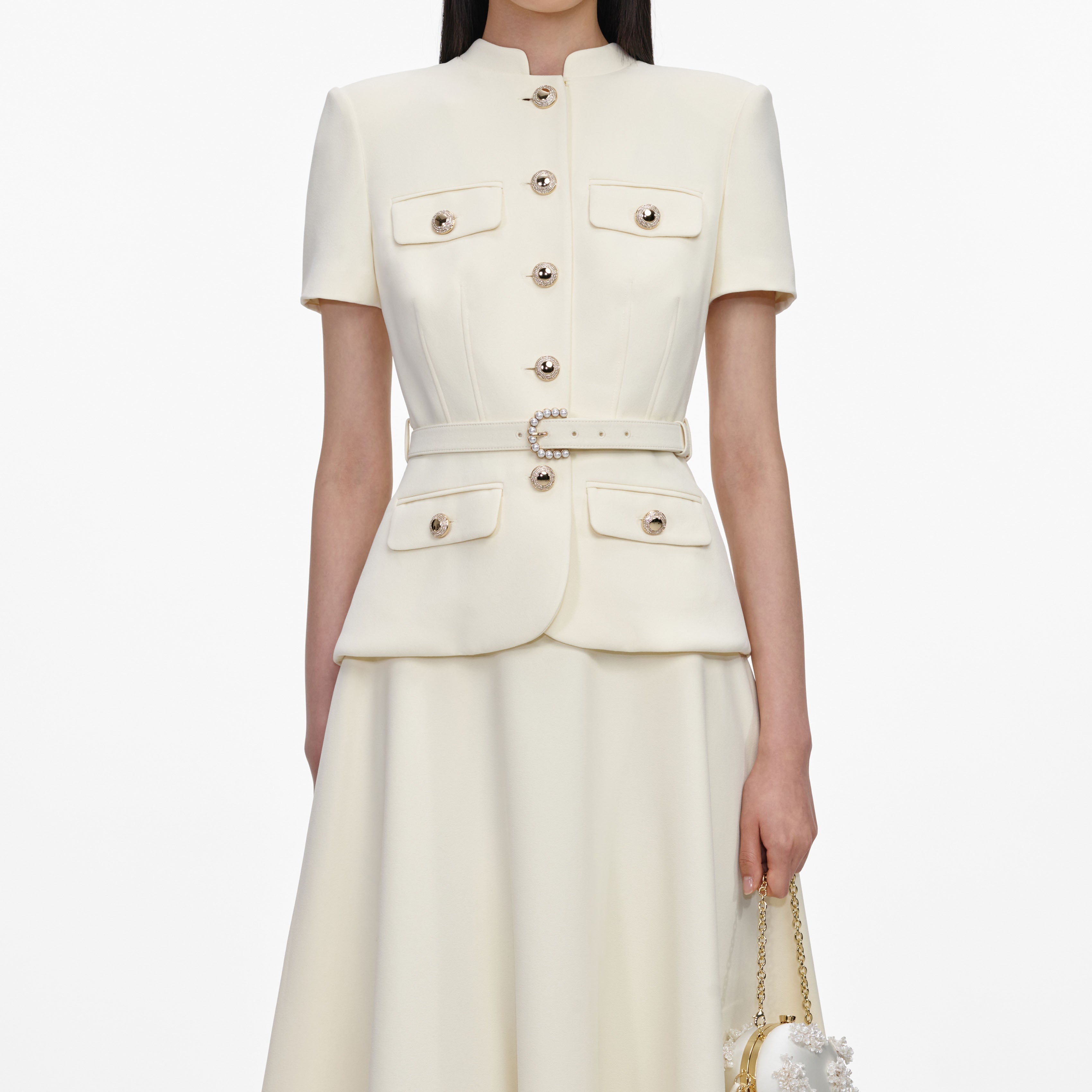 Yellow Crepe Tailored Midi Dress