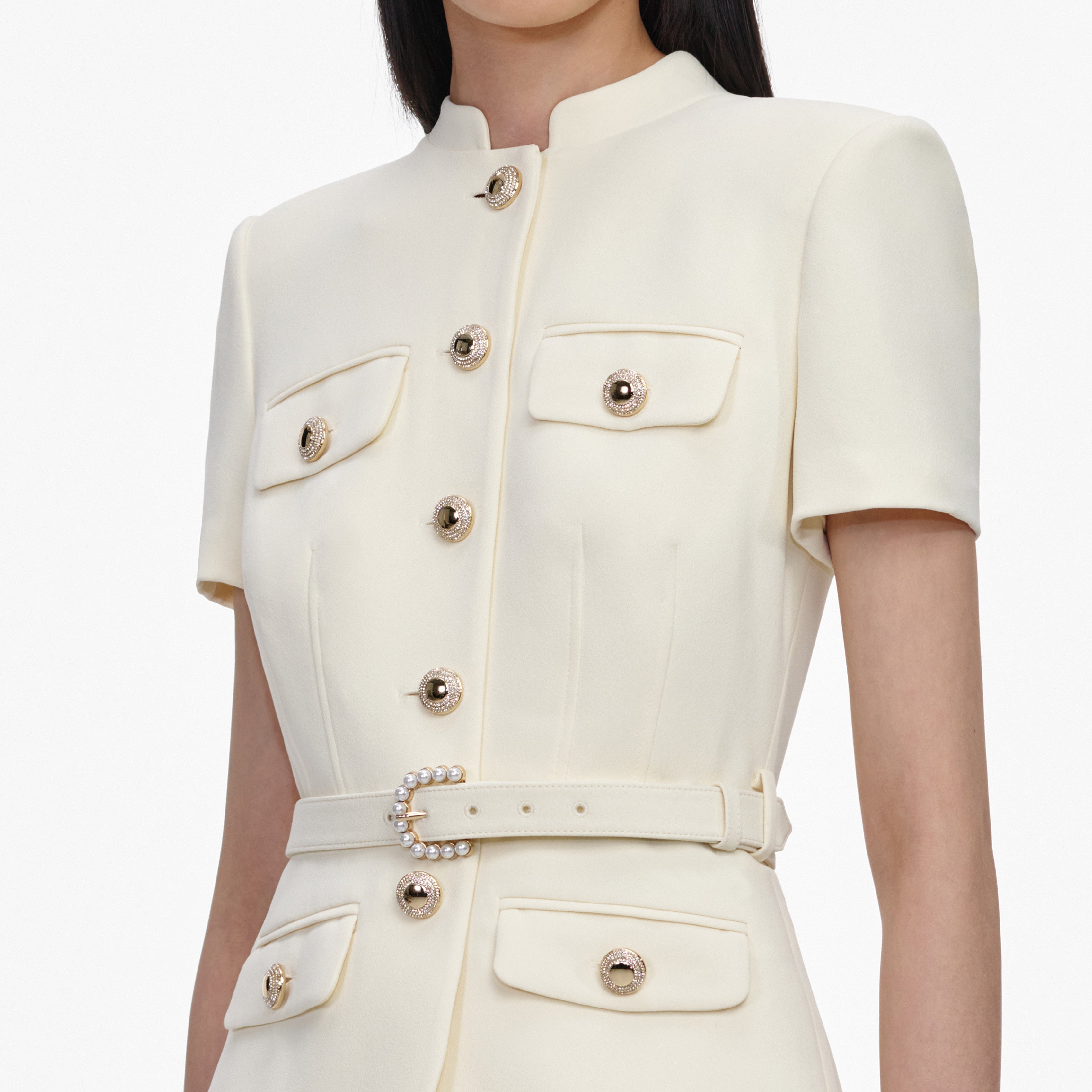 Yellow Crepe Tailored Midi Dress