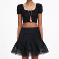 Black Embroidered Mini Skirt