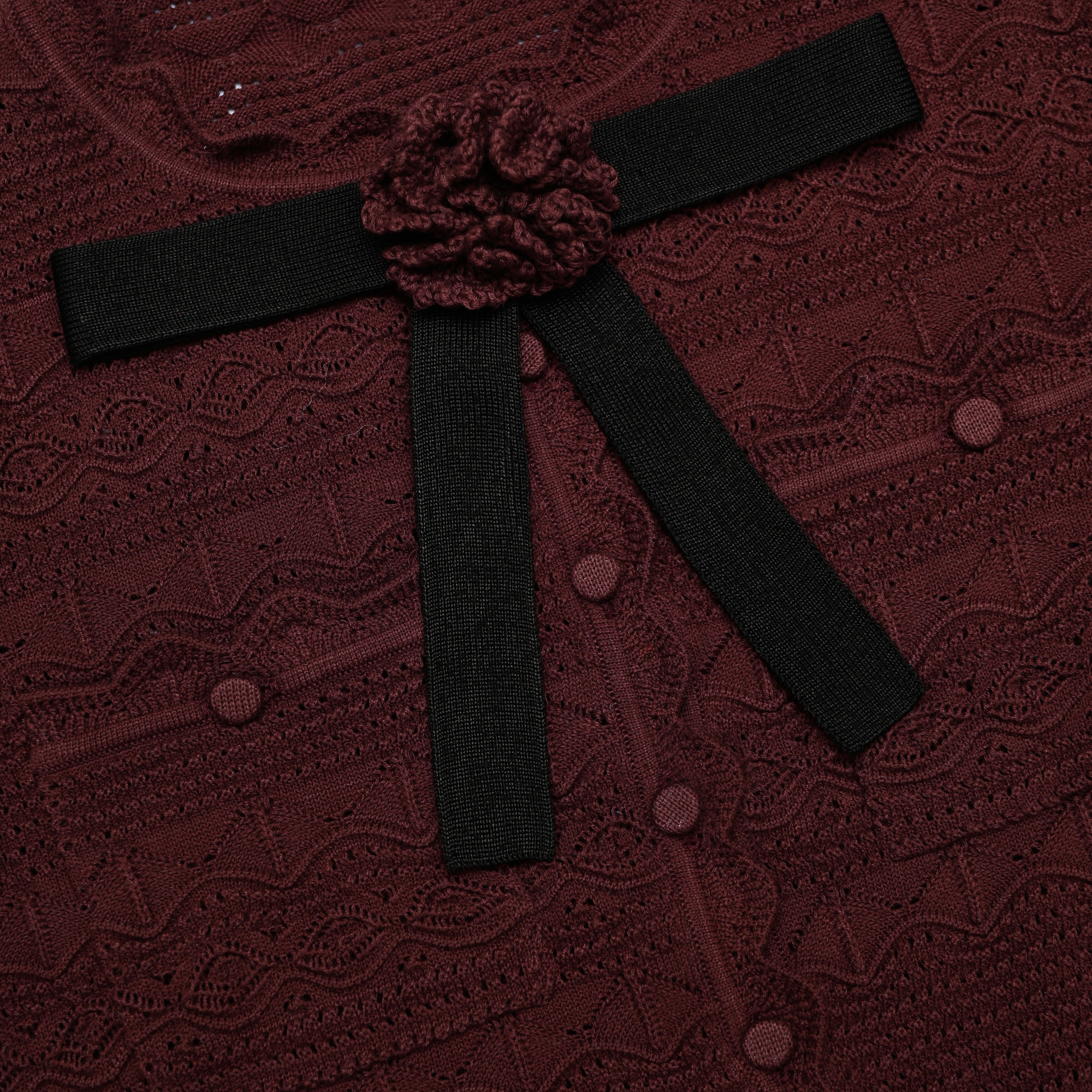 Brown Pointelle Knit Top