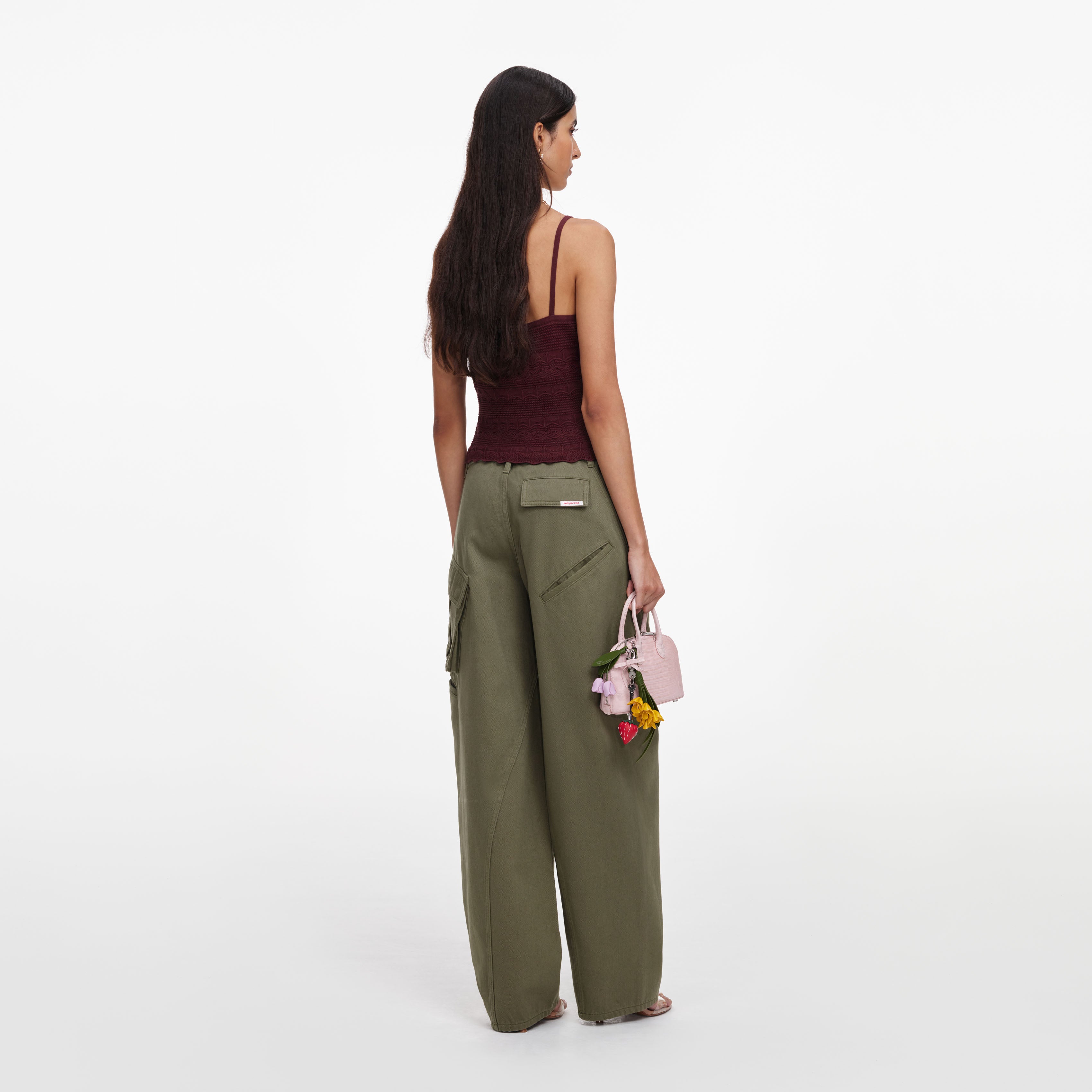 Brown Pointelle Knit Vest