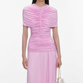 Pink Jersey Gathered Maxi Dress