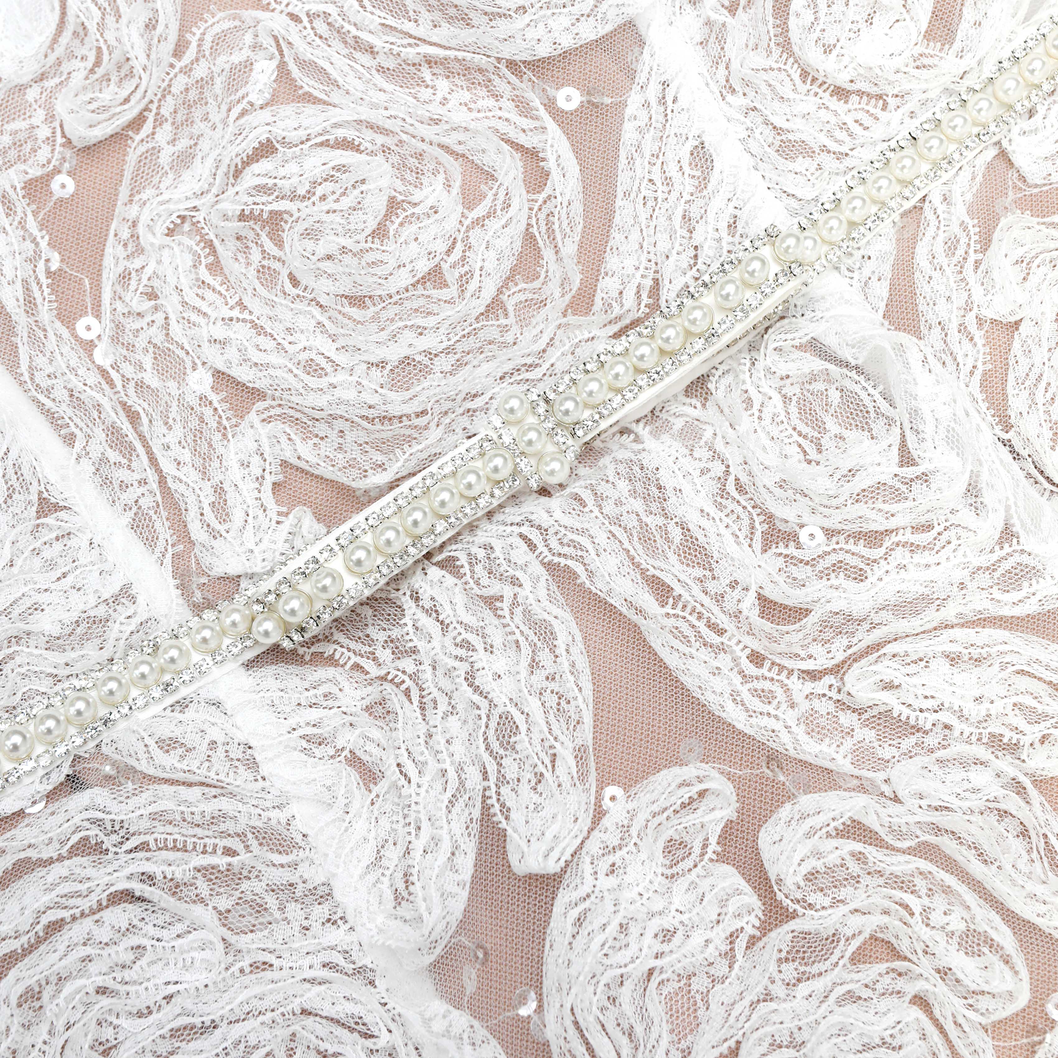 White Tulle Lace Midi Dress