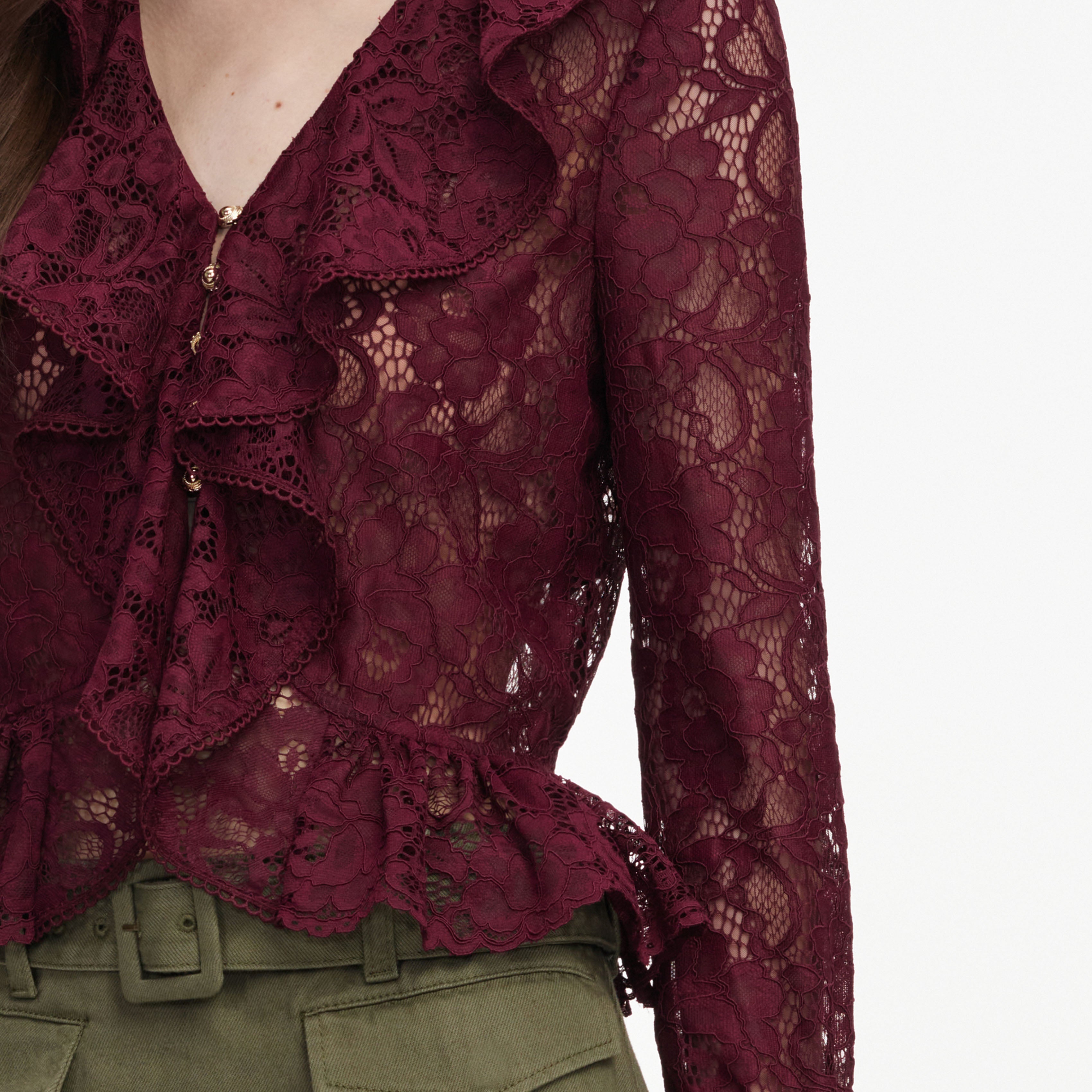 Plum Lace Ruffle Top