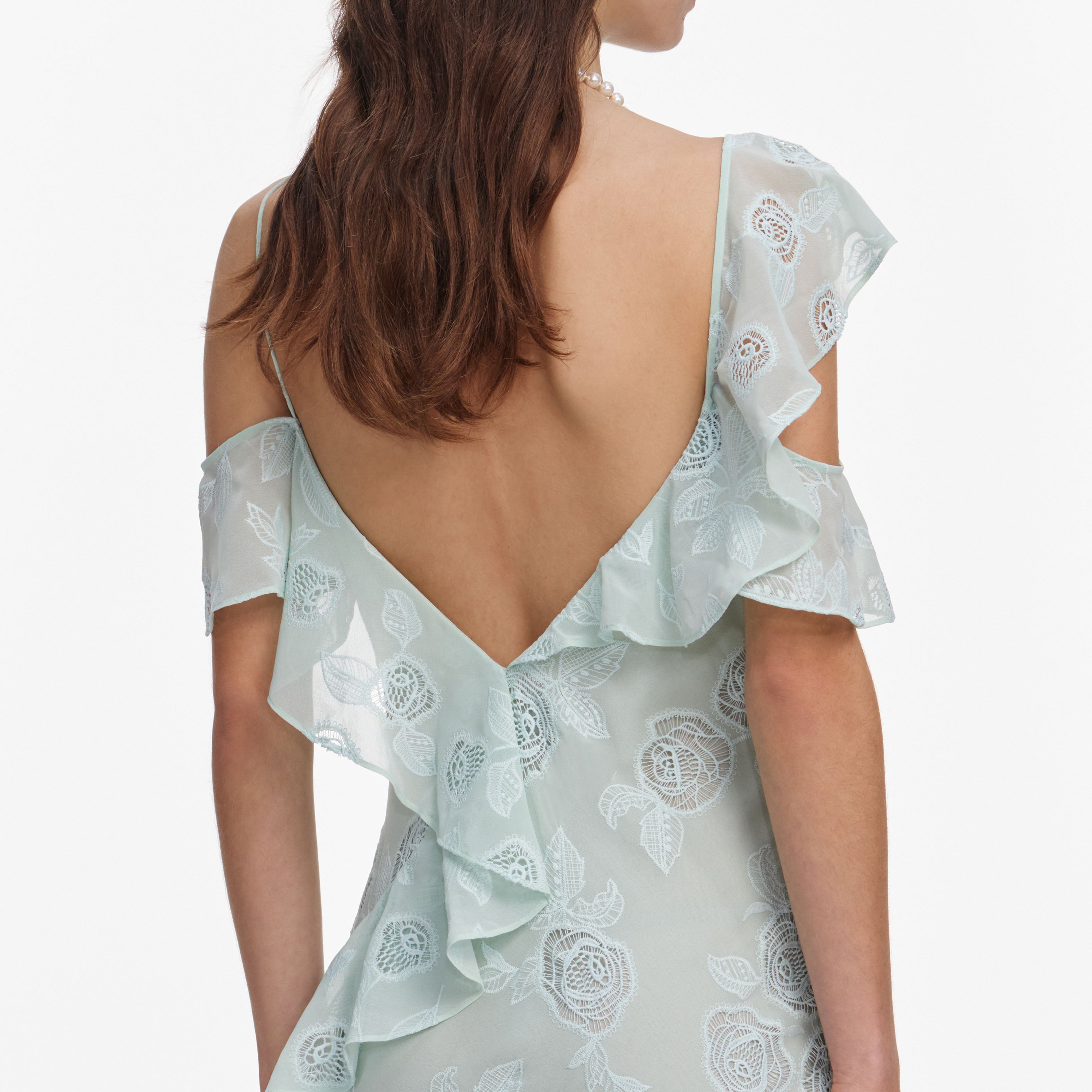 Mint Embroidered Georgette Maxi Dress