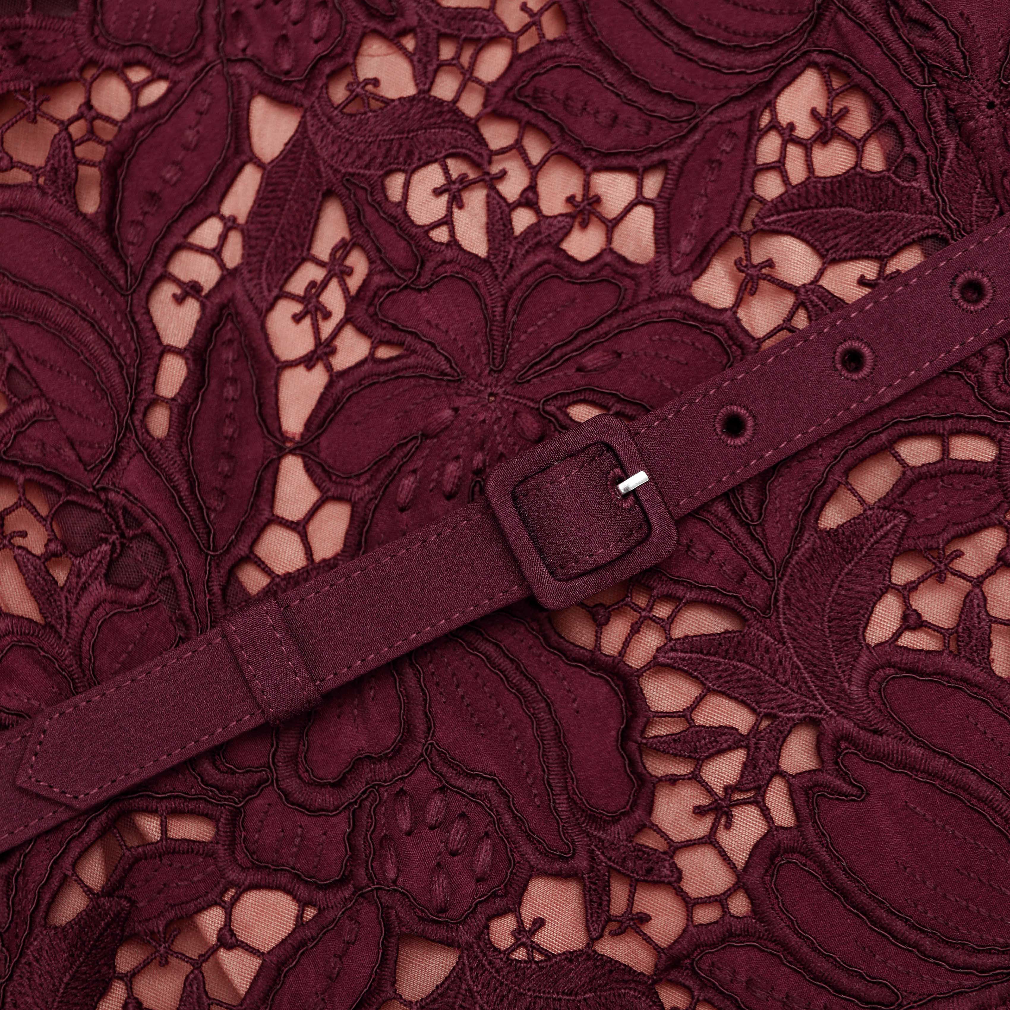 Burgundy Lace Midi Dress