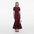 Burgundy Lace Midi Dress