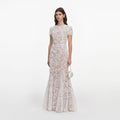 White Tulle Lace Maxi Dress