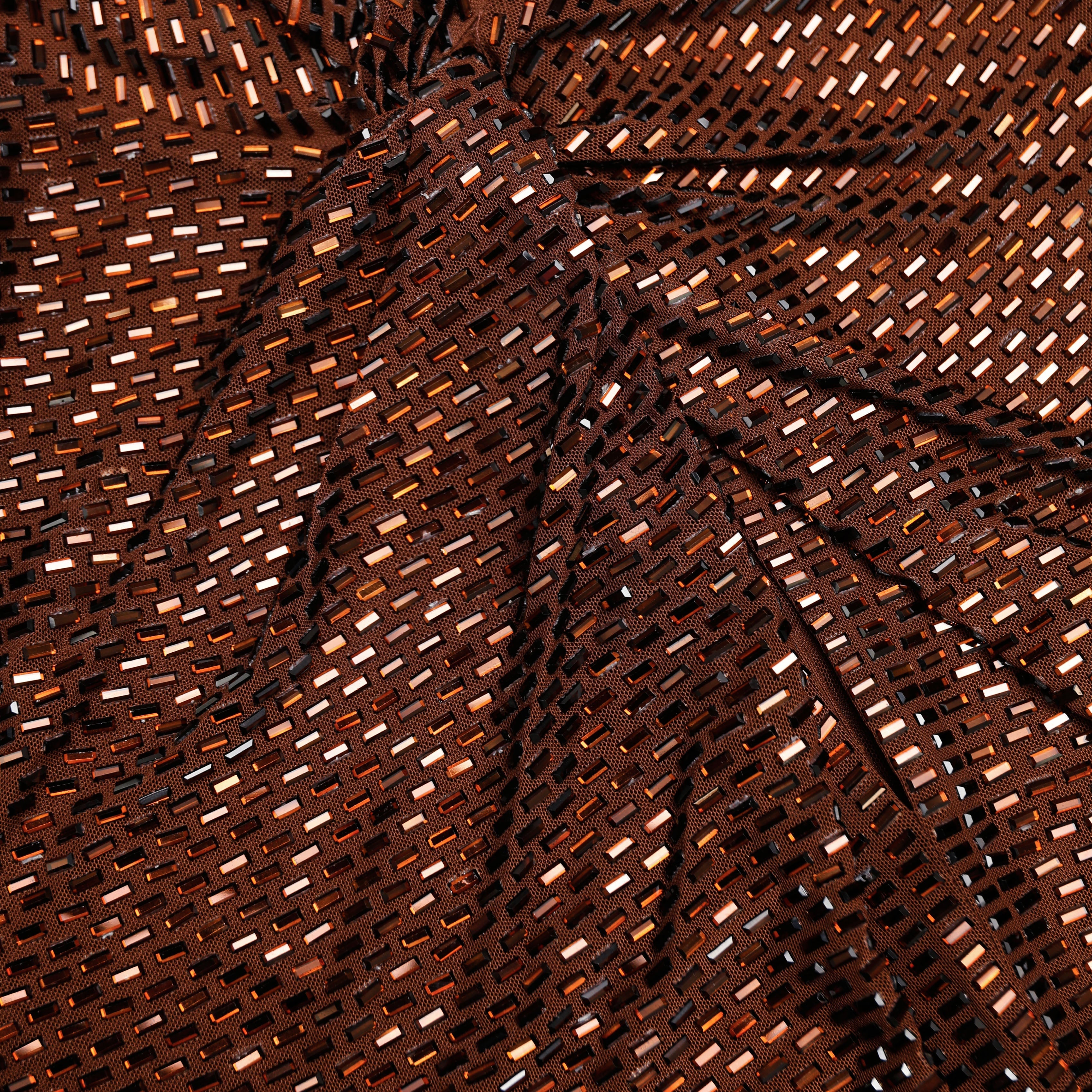 Brown Rhinestone Maxi Dress