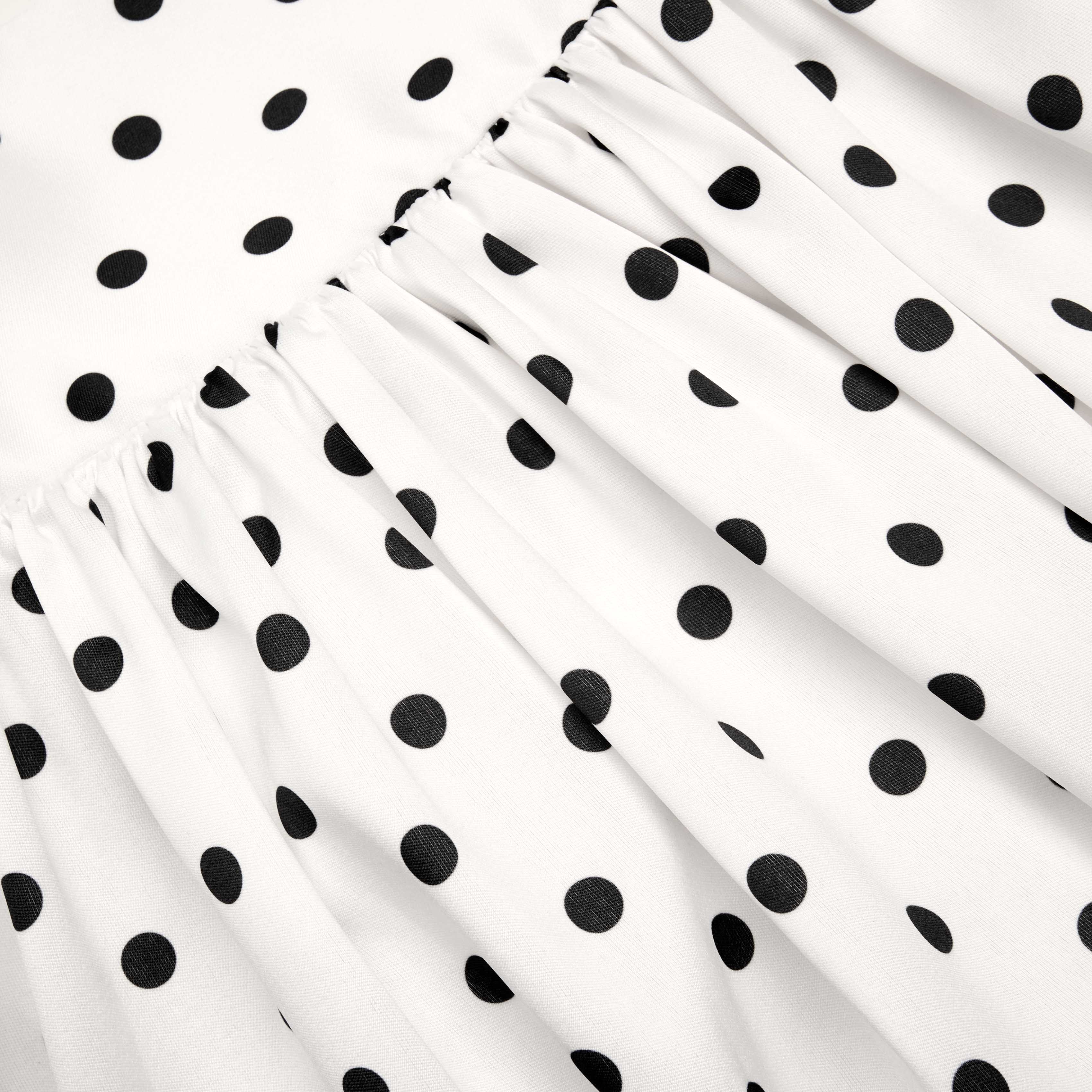 Cream Polka Dot Taffeta Midi Skirt