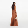 Brown Twill Sleeveless Maxi Dress