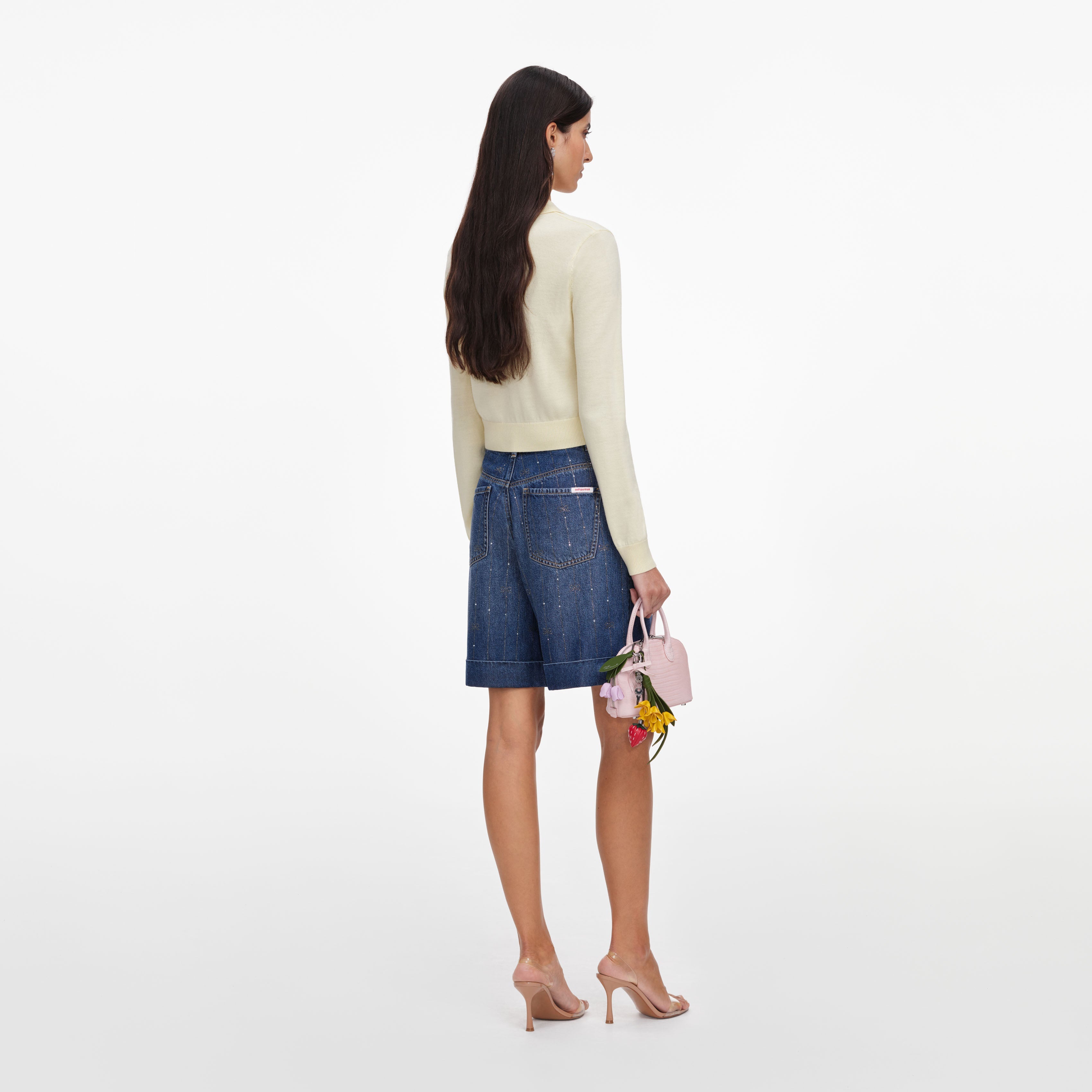 Yellow Flower Embroidered Knit Cardigan