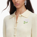 Yellow Flower Embroidered Knit Cardigan
