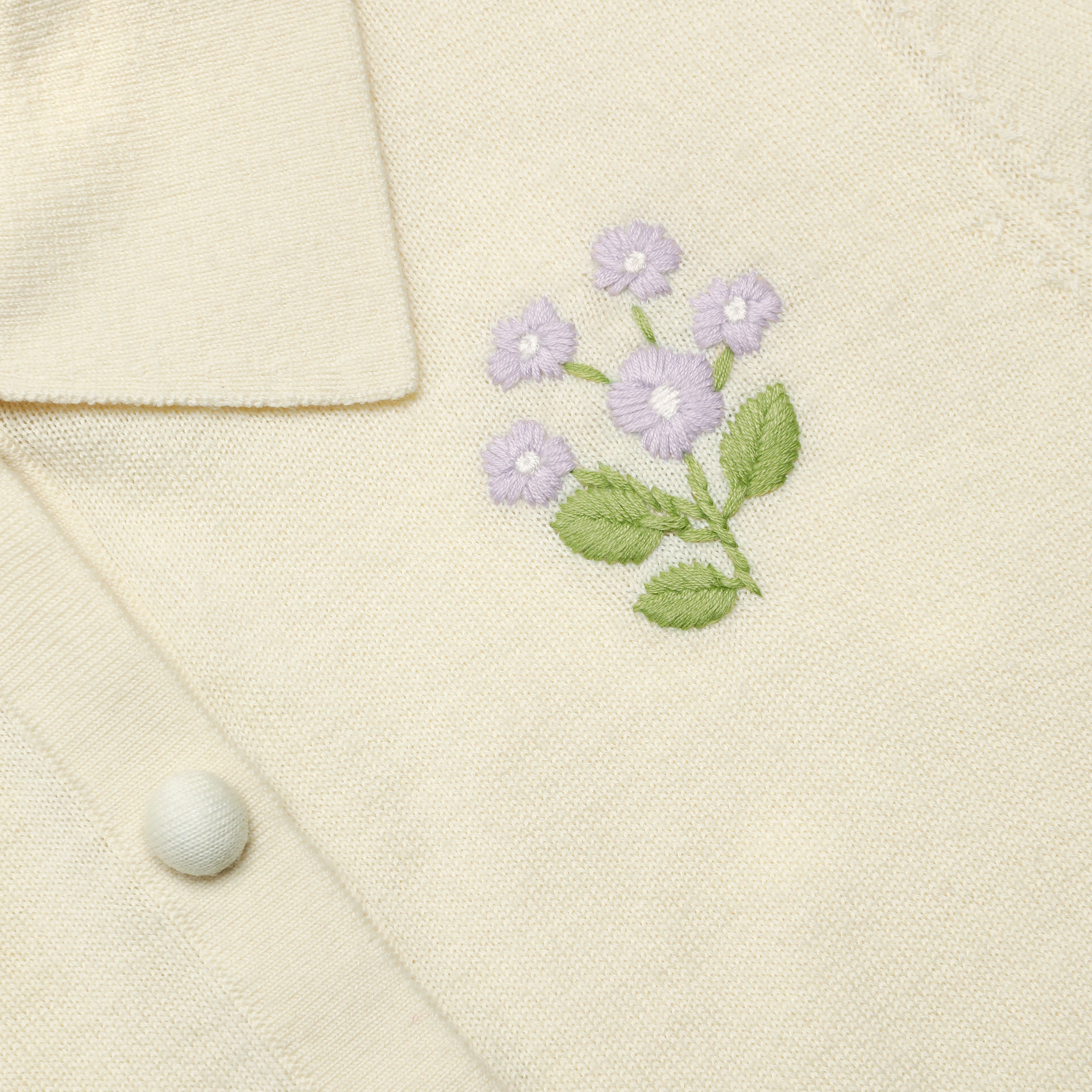 Yellow Flower Embroidered Knit Cardigan