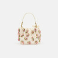 Cream Satin Floral Beaded Tote Bag