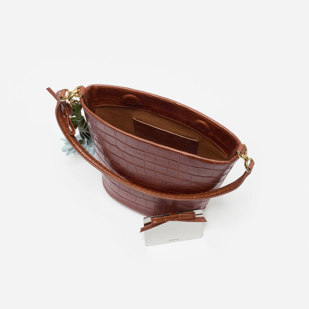 Brown Leather Bucket Bag