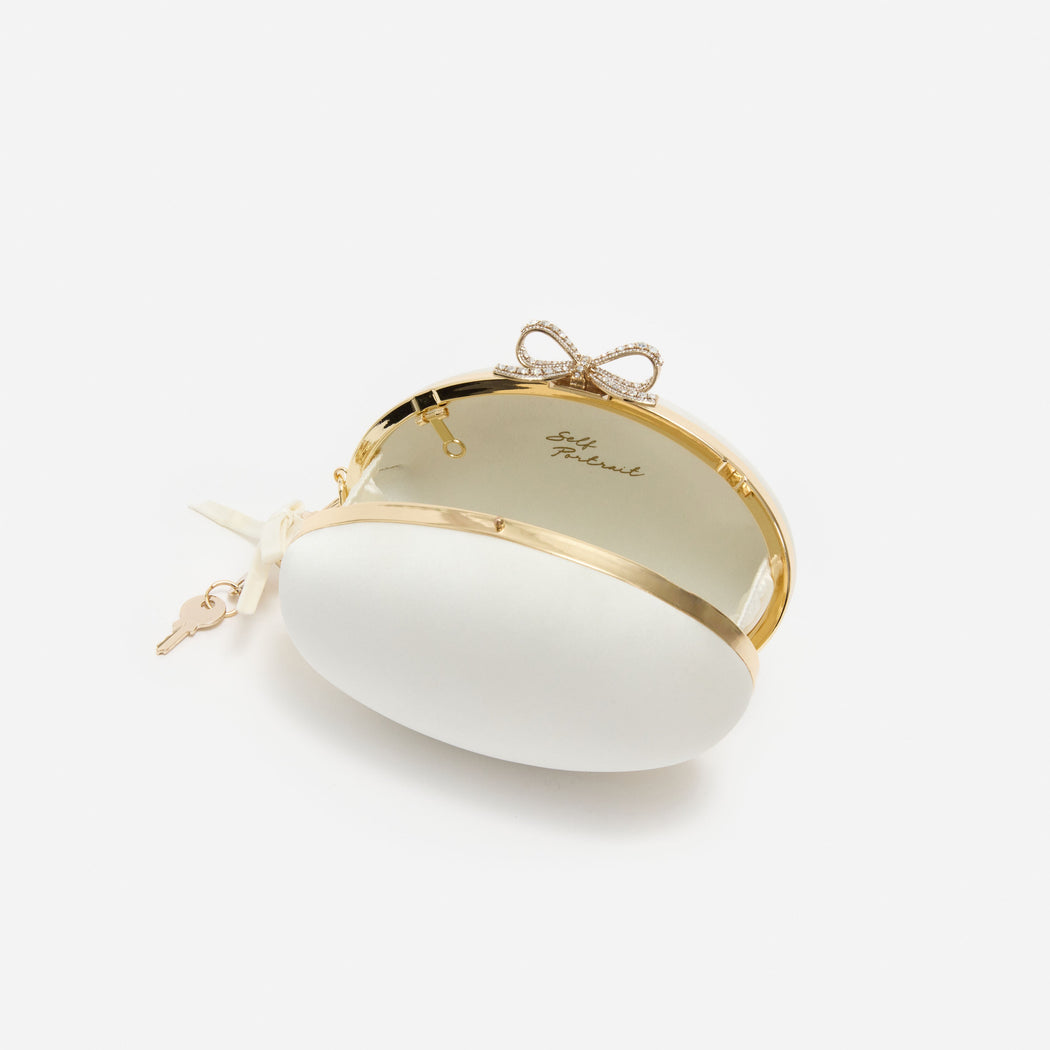 Cream Satin Oval Clutch