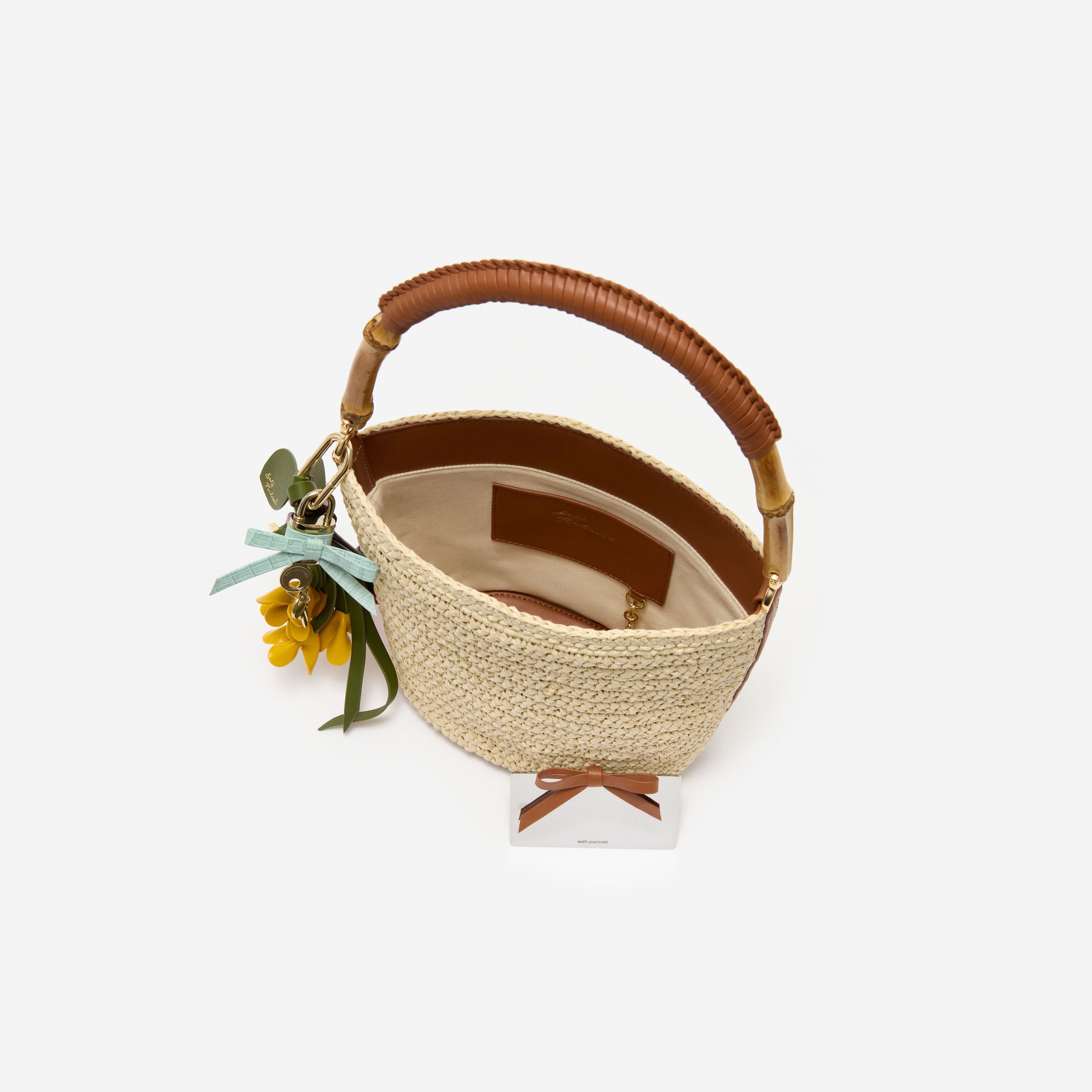 Raffia Charm Bucket Bag