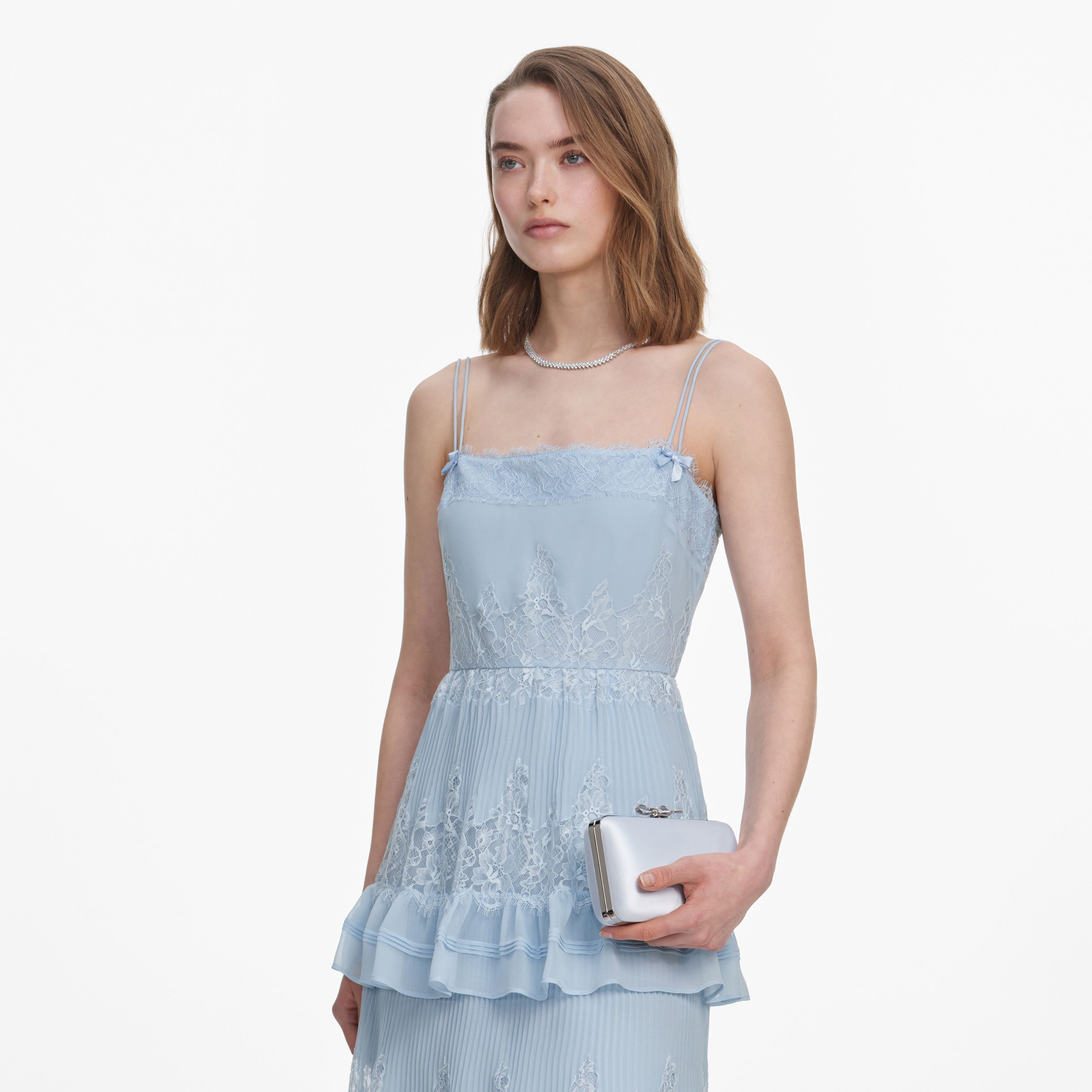 Blue Satin Clutch Bag