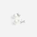 Crystal Bow Pearl Back Earrings