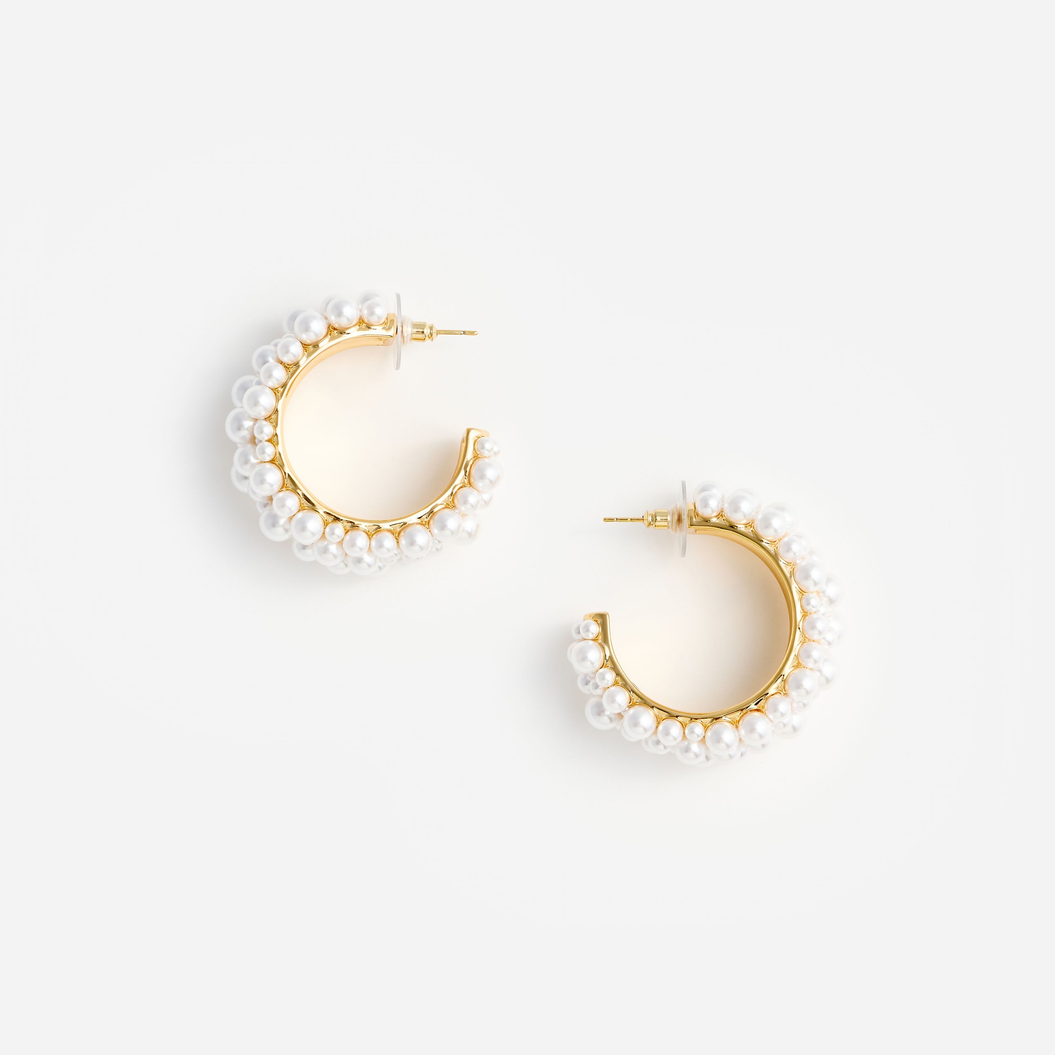 Pearl Cluster Hoop Earrings