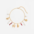 Gold Coral Pearl Charm Necklace