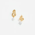 Gold Link Pearl Drop Earrings