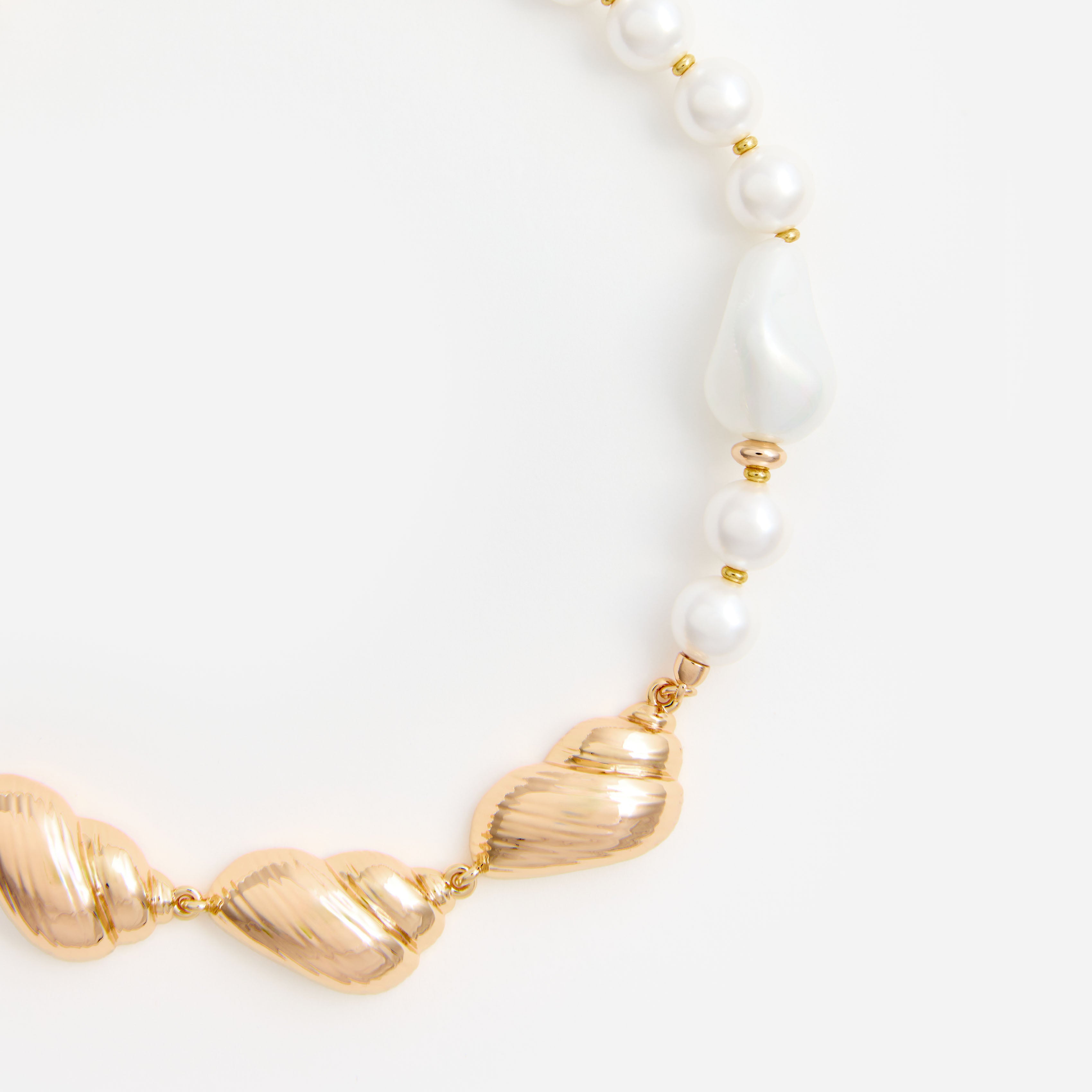 Gold Shell And Pearl Necklace