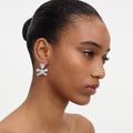 Crystal Heart Bow Drop Earrings