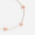 Pink Enamel Flower Pearl Choker
