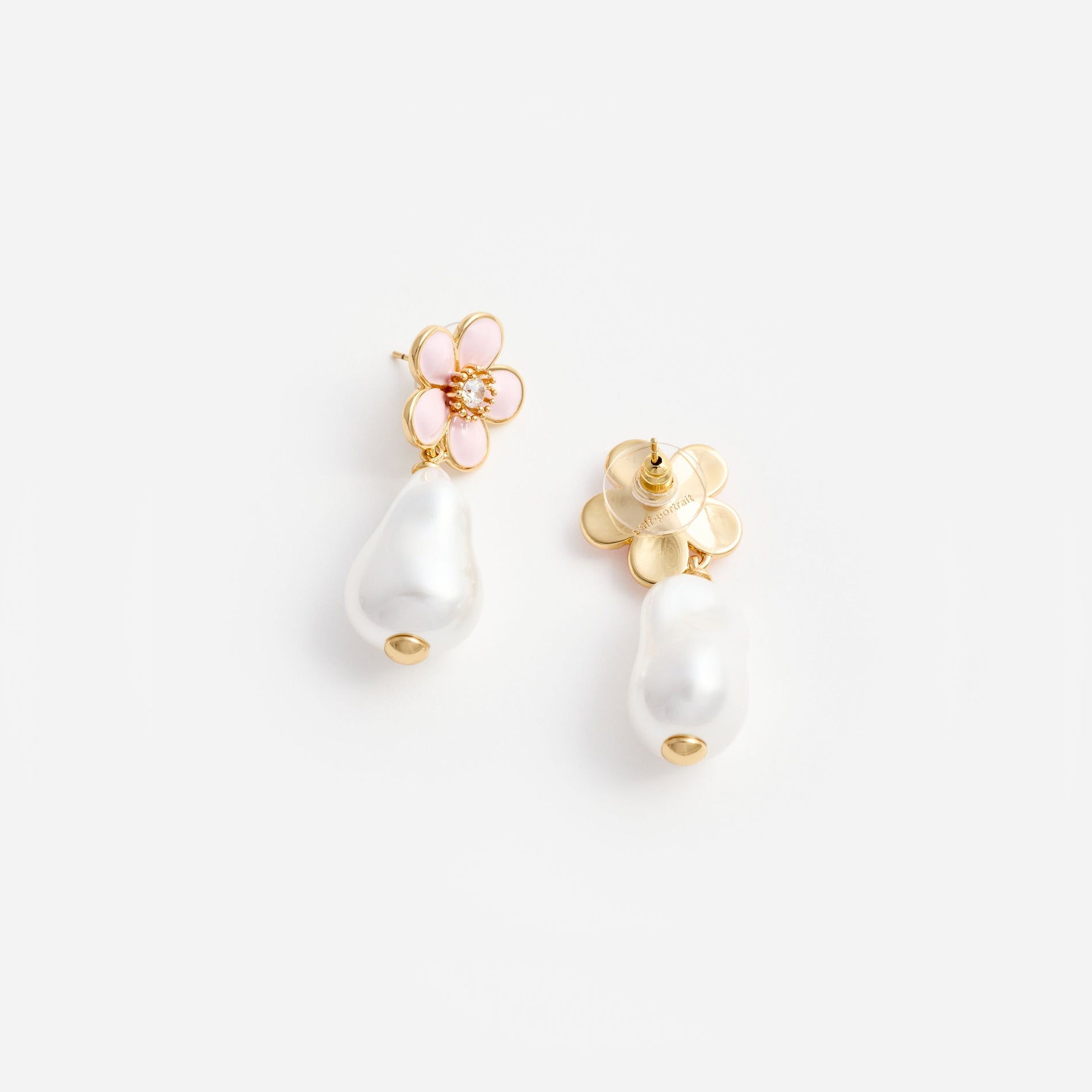 Pink Flower Pearl Drop Earrings