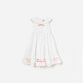 White Cotton Bow Embroidered Dress