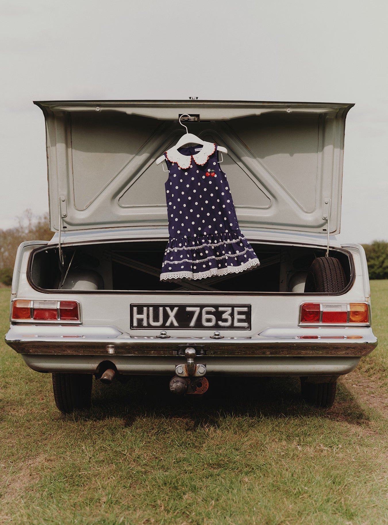 Navy Polka Dot Cotton Sleeveless Dress