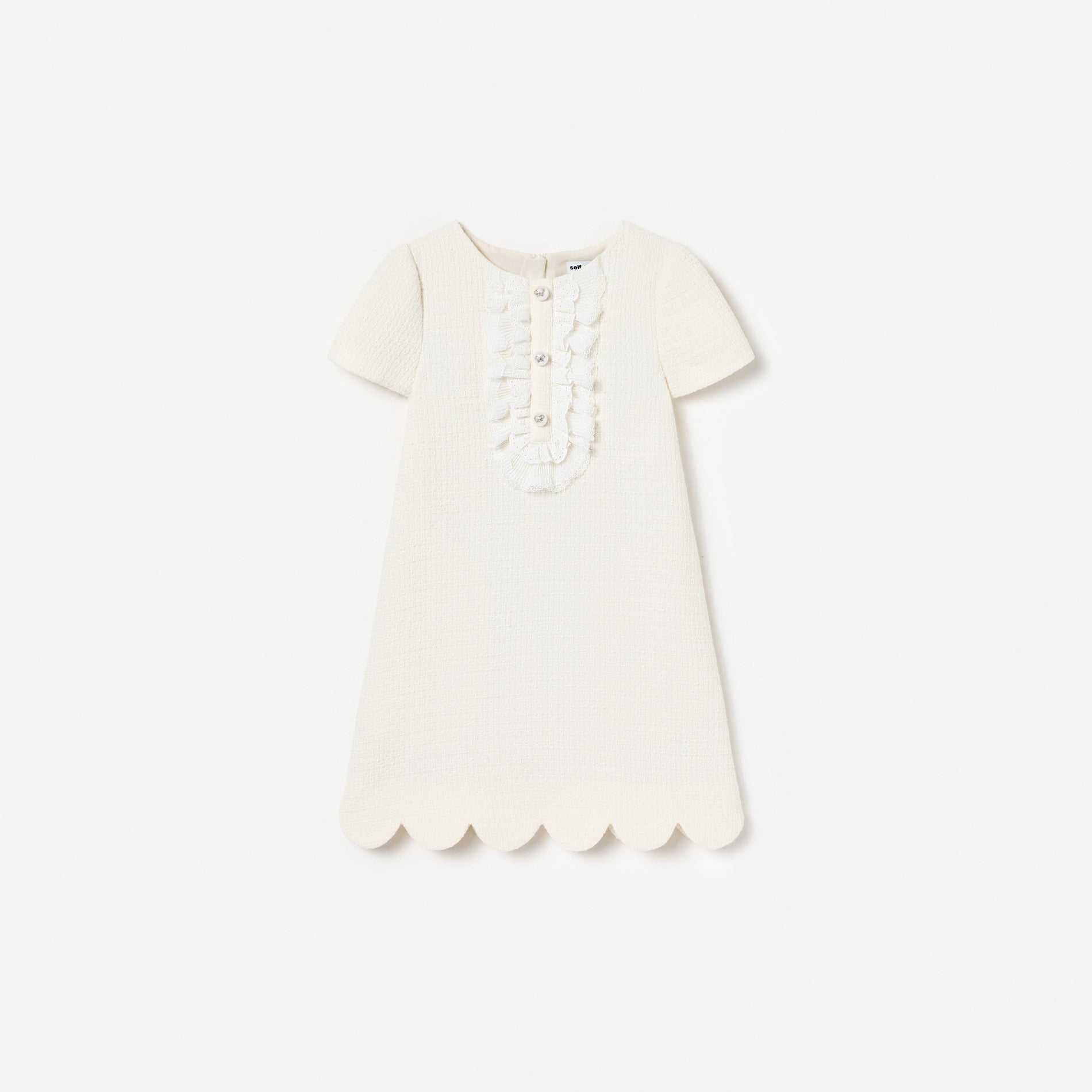 Cream Boucle Lace Bib Dress