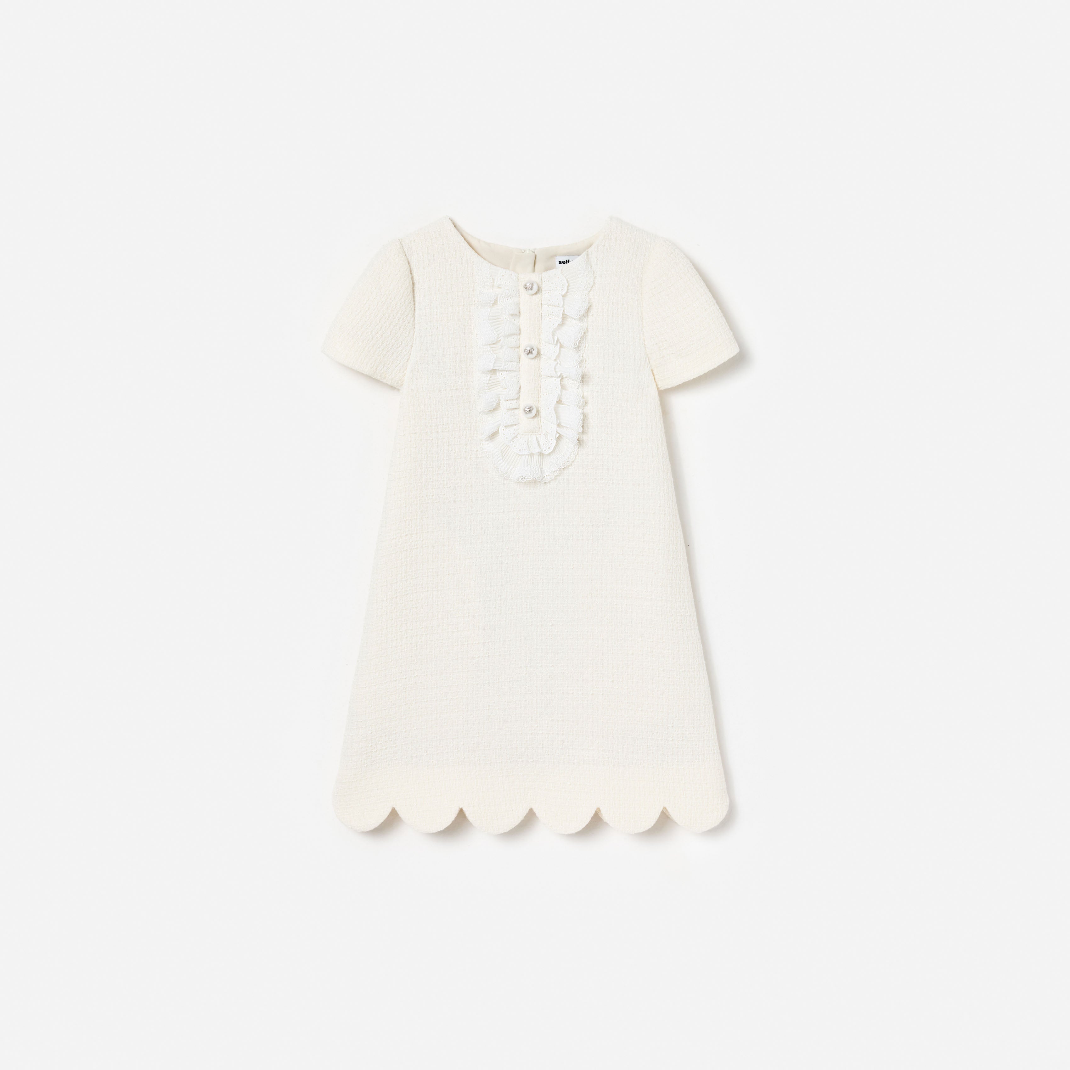 Cream Boucle Lace Bib Dress