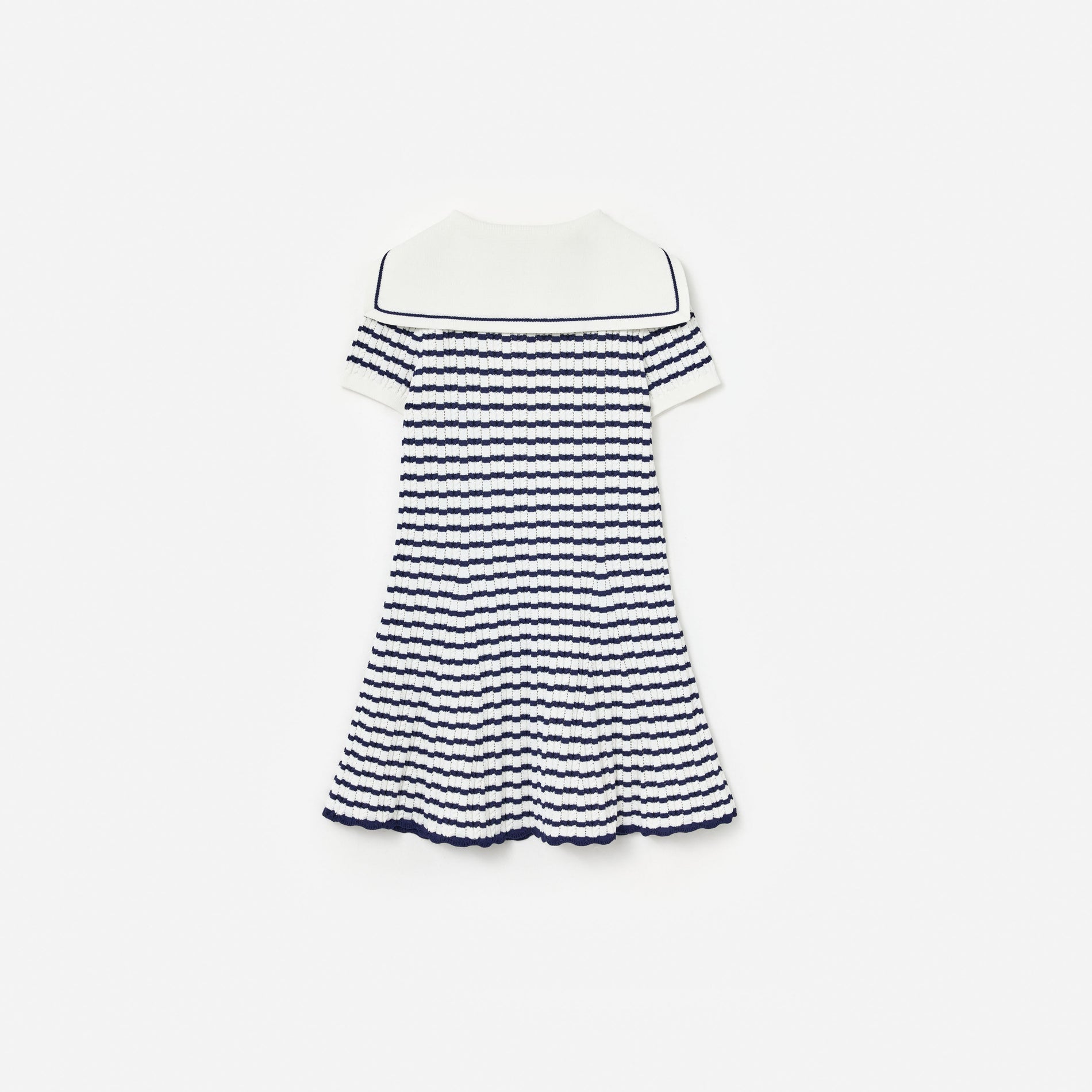 Navy And Cream Stripe Knitted Dress