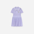 Lilac Pleated Pointelle Knit Dress
