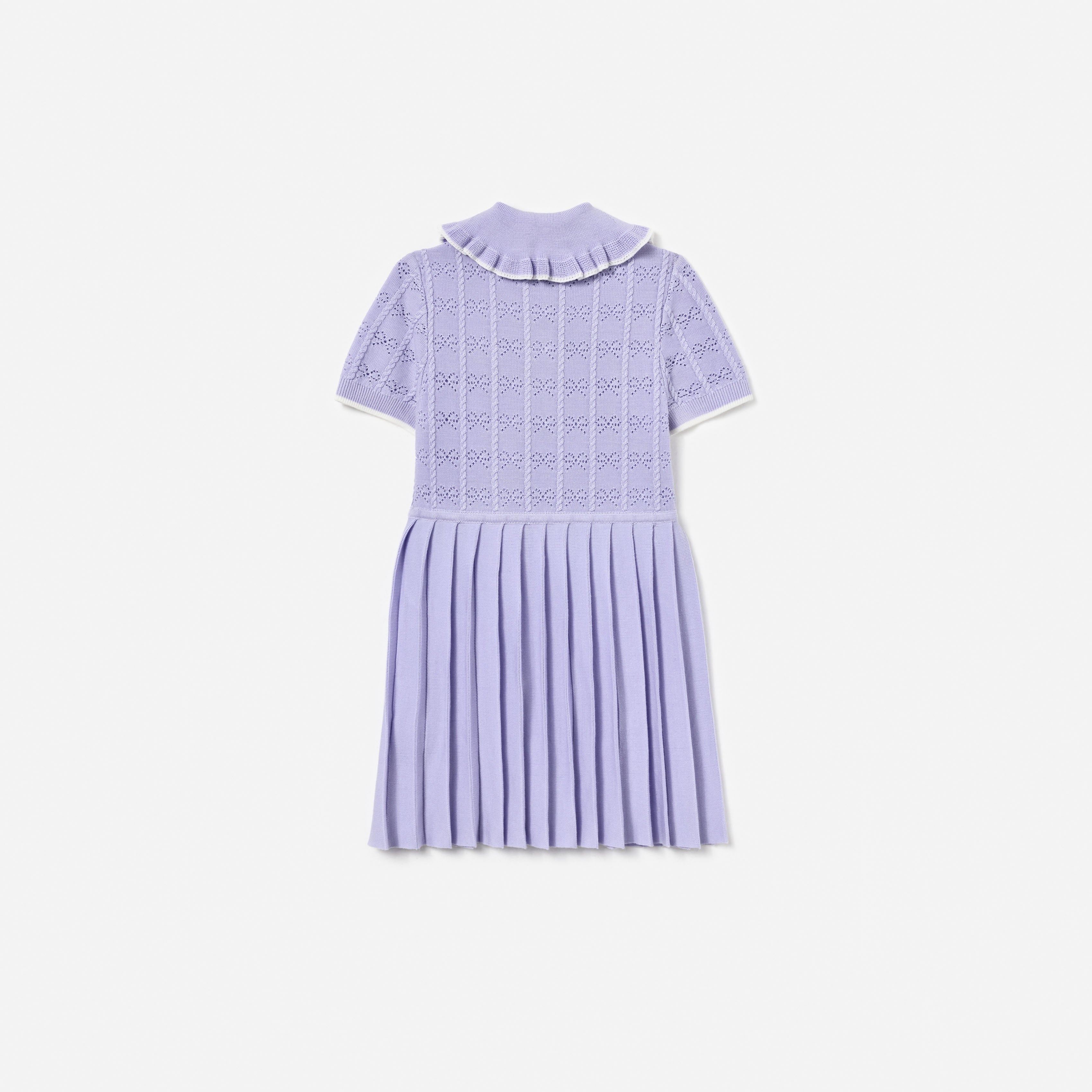 Lilac Pleated Pointelle Knit Dress