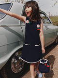 Navy Crochet Knitted Dress